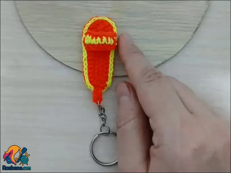 آموزش قدم به قدم بافت جاکلیدی صندل فانتزی